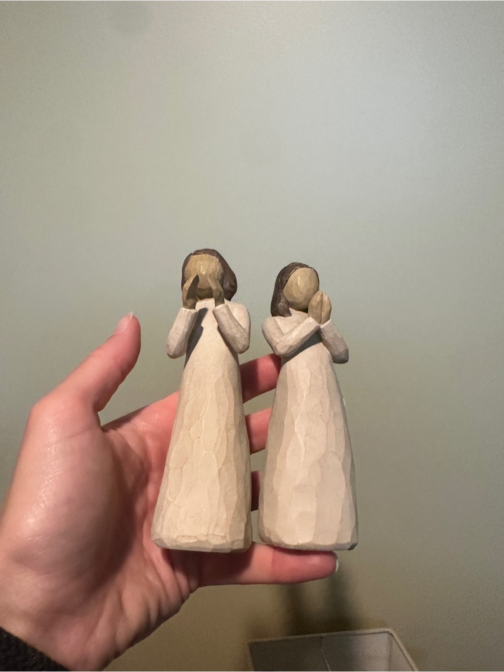 Handcrafted Beige & Brown Resin Figurine Set - willow tree sisters